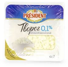 PRESIDENT творог зернистый 0,1% 200 г